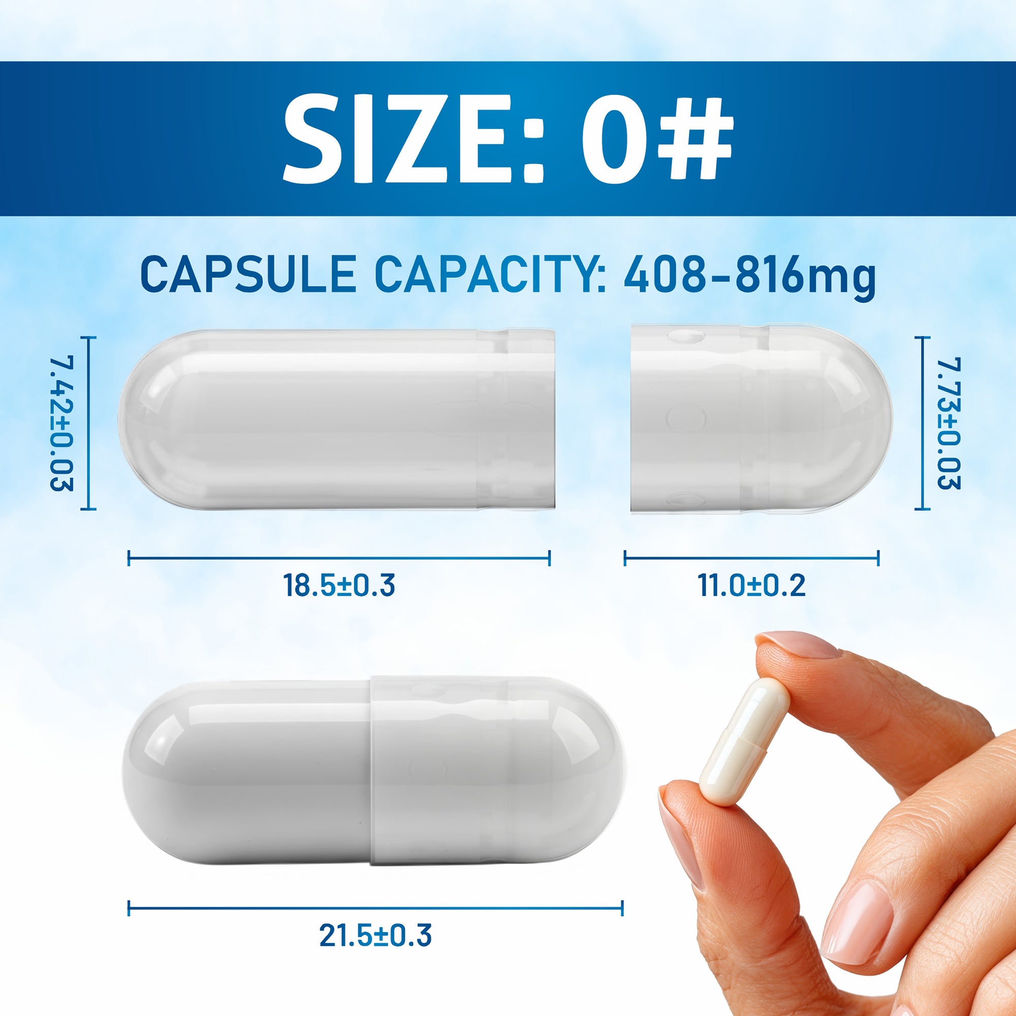Pure Source Nutrition Vegan Empty Capsules White / Clear (Transparent) Size 0/00/1
