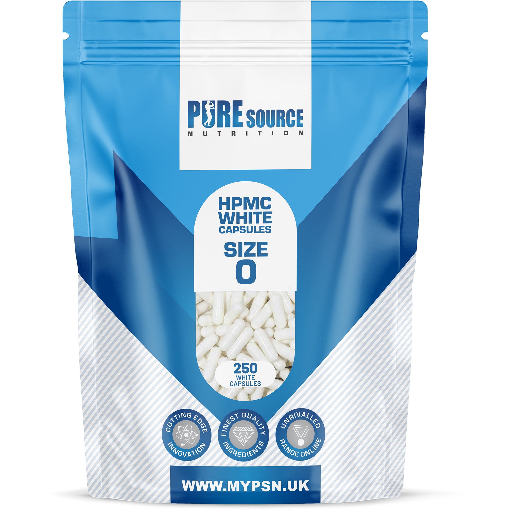 Pure Source Nutrition Vegan Empty Capsules White / Clear (Transparent) Size 0/00/1