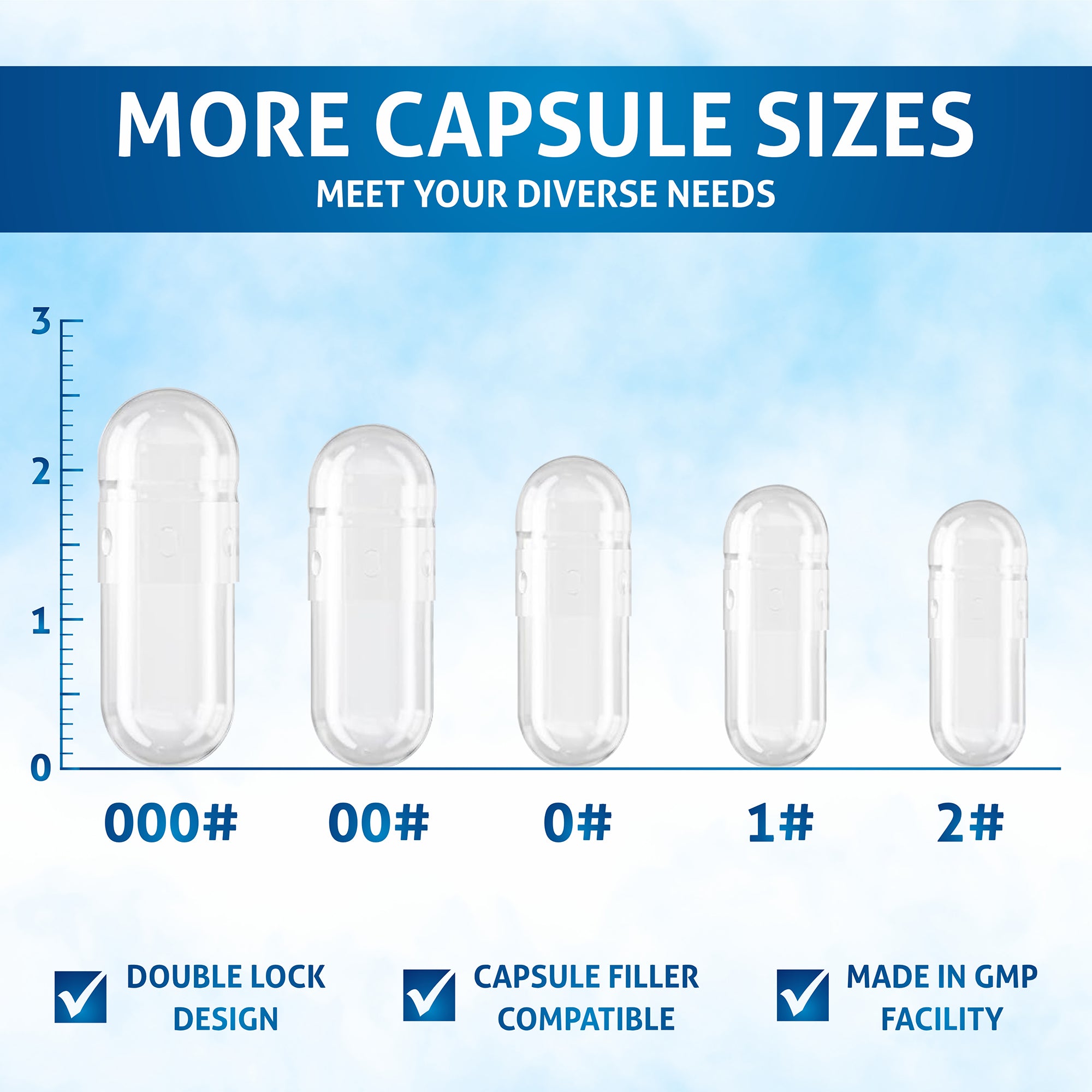 Pure Source Nutrition Vegan Empty Capsules White / Clear (Transparent) Size 0/00/1