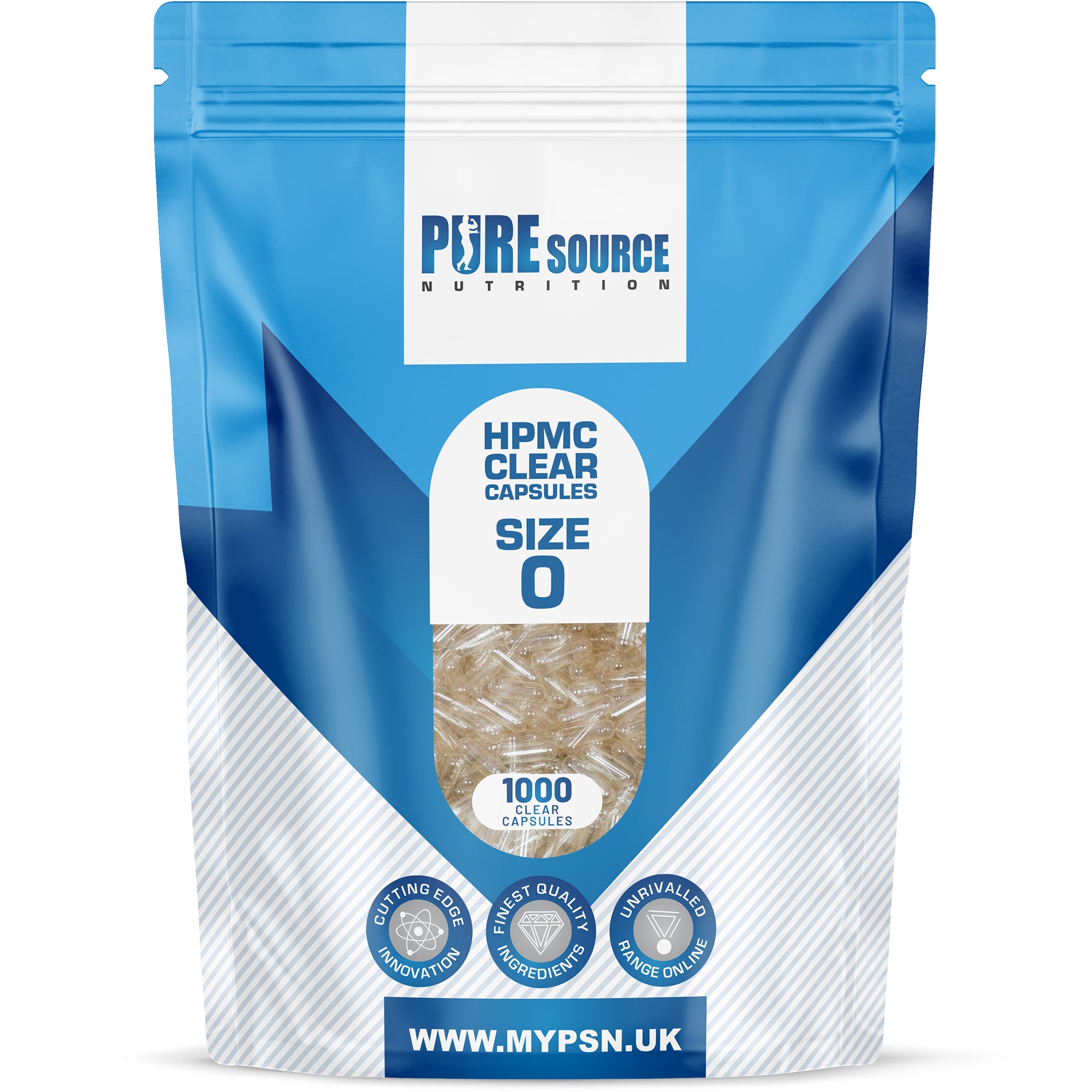 Pure Source Nutrition Vegan Empty Capsules White / Clear (Transparent) Size 0/00/1