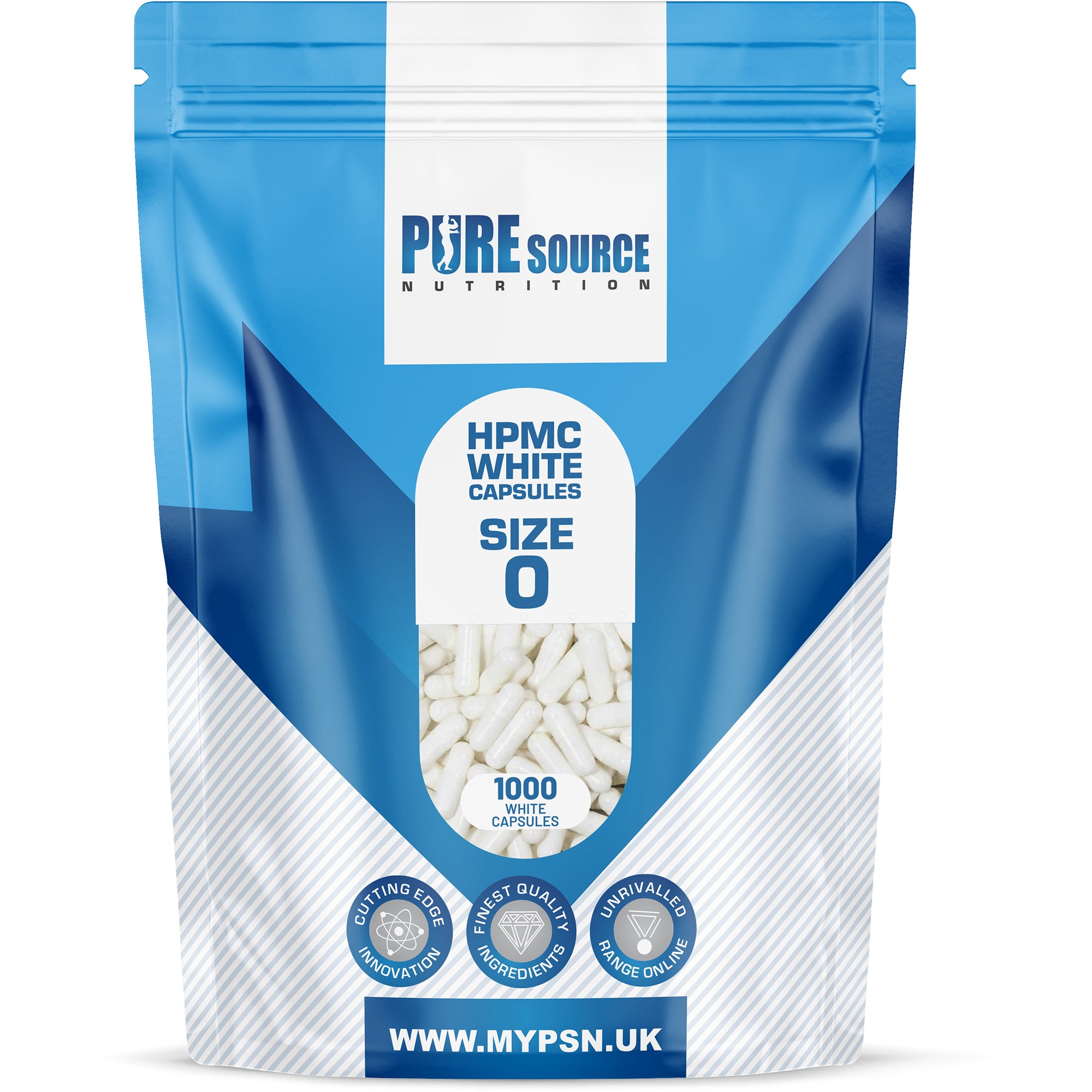 Pure Source Nutrition Vegan Empty Capsules White / Clear (Transparent) Size 0/00/1
