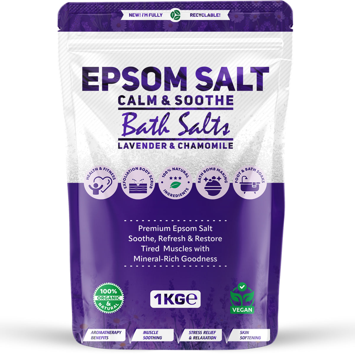Scented Epsom Salt Bath Soak – 1kg – product image 1