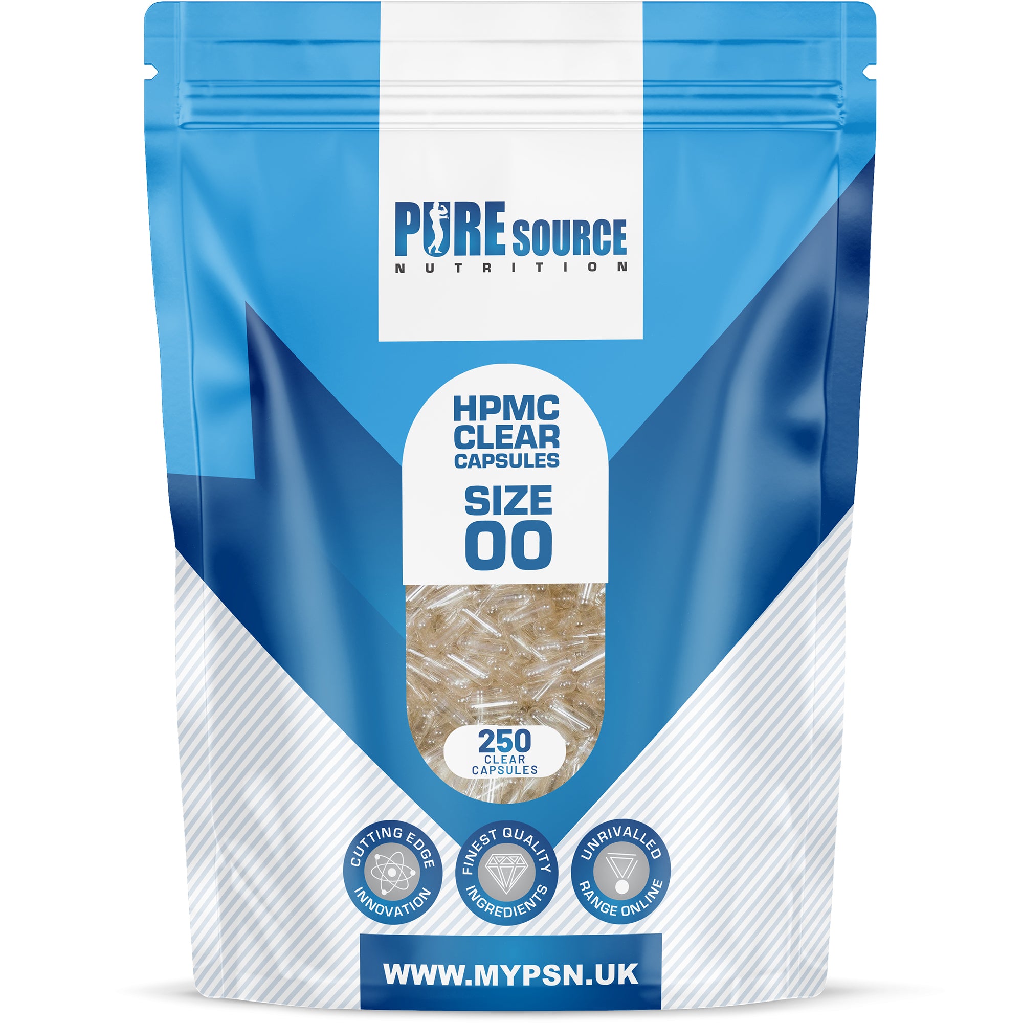 Pure Source Nutrition Vegan Empty Capsules White / Clear (Transparent) Size 0/00/1