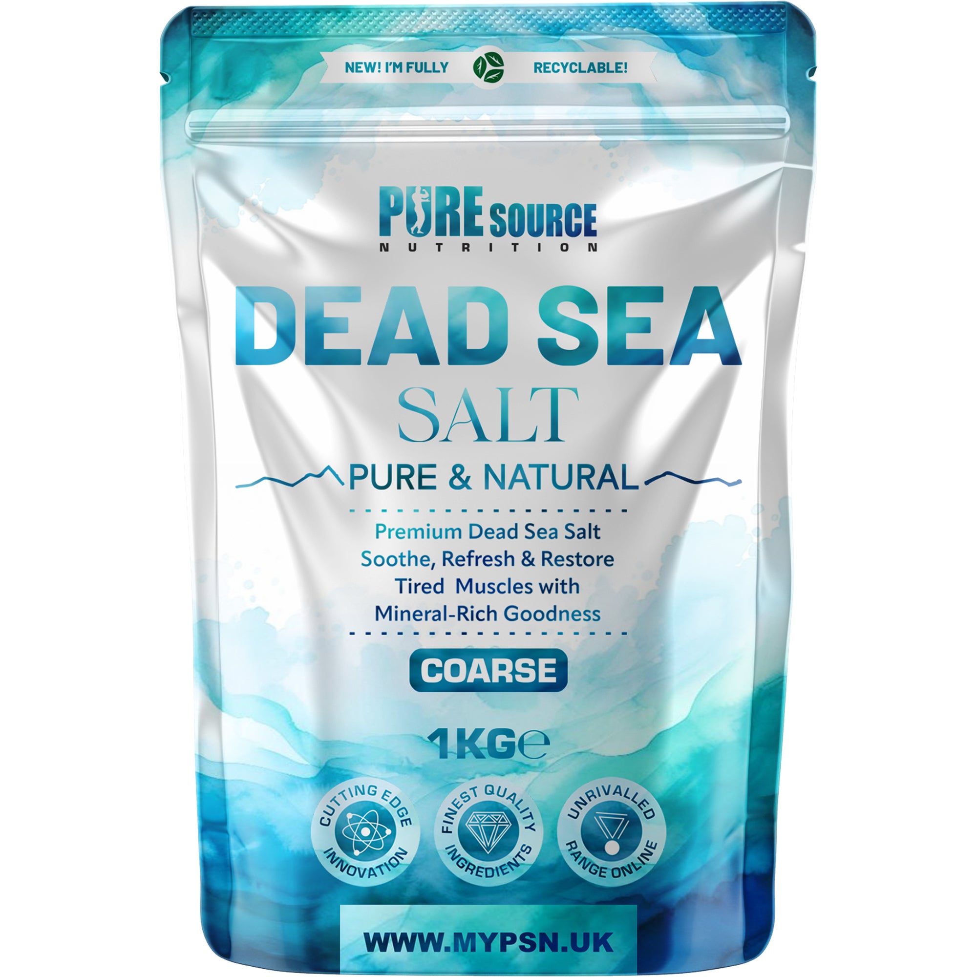 Sea Salt Pure Java Pure Source Nutrition Dead Sea Salt Coarse 1kg Bag | Mineral Bath Salt