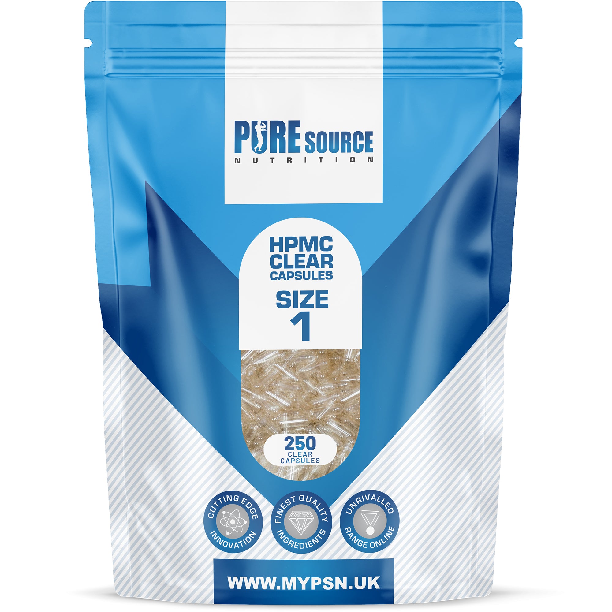 Pure Source Nutrition Vegan Empty Capsules White / Clear (Transparent) Size 0/00/1