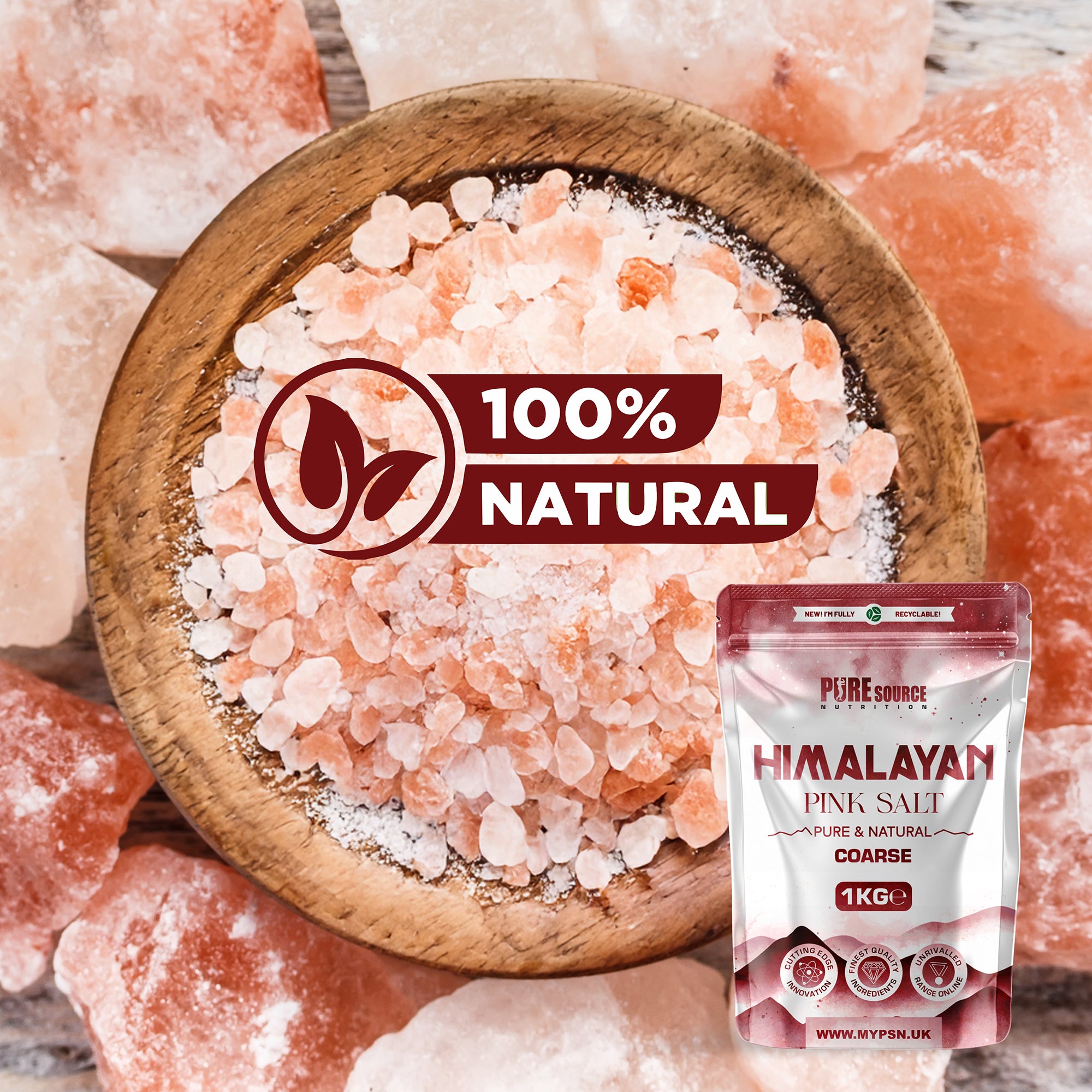Pink Salt Course Pure Source Nutrition Himalayan Pink Salt 1Kg Coarse