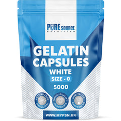 Pure Source Nutrition Gelatin White Empty Capsules Size 00 / 0 / 1 (White)