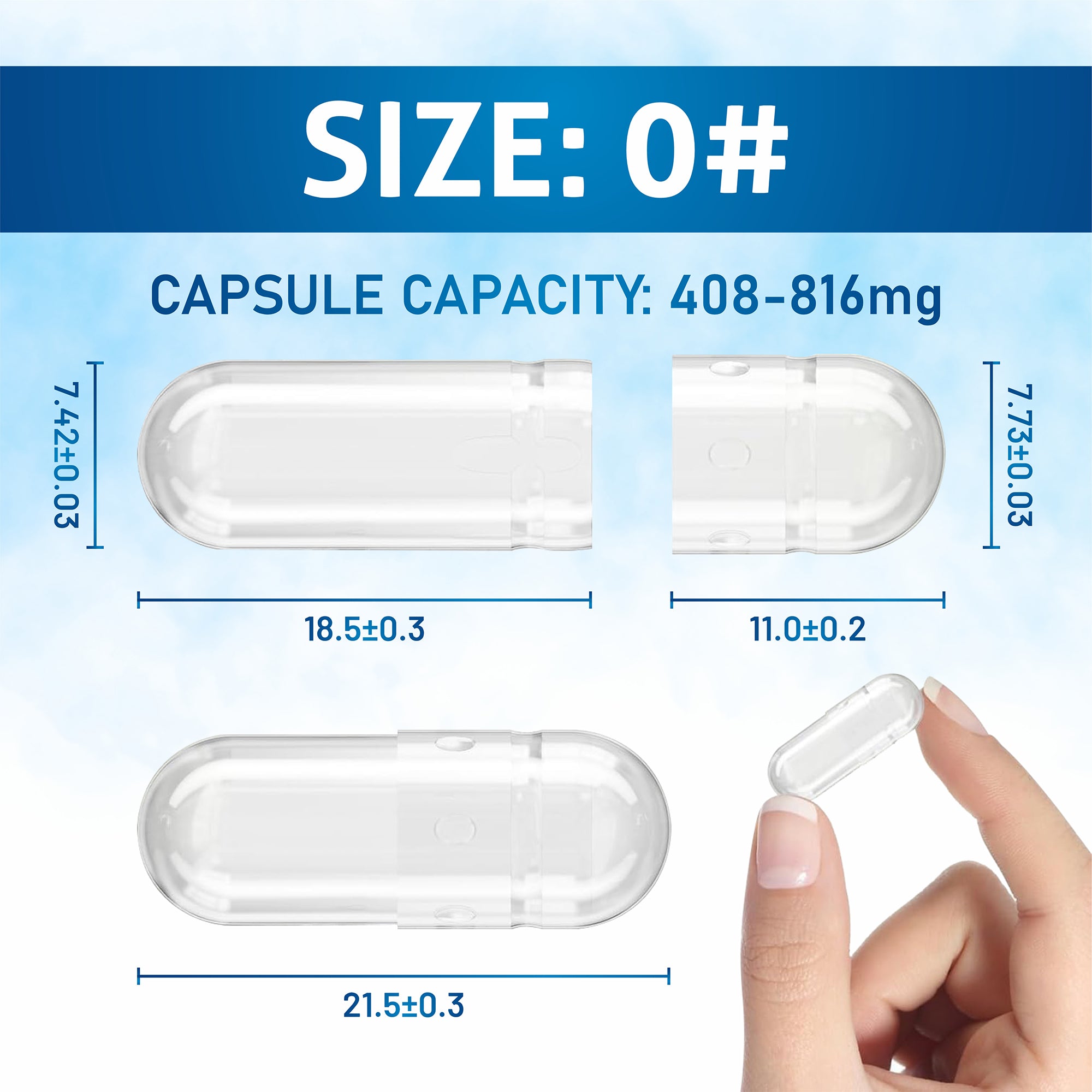 Pure Source Nutrition Vegan Empty Capsules White / Clear (Transparent) Size 0/00/1