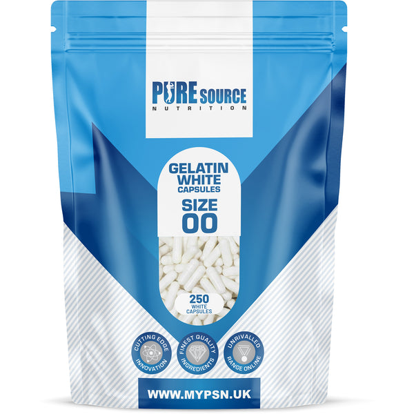 Pure Source Nutrition Gelatin White Empty Capsules Size 00 / 0 / 1 (White)