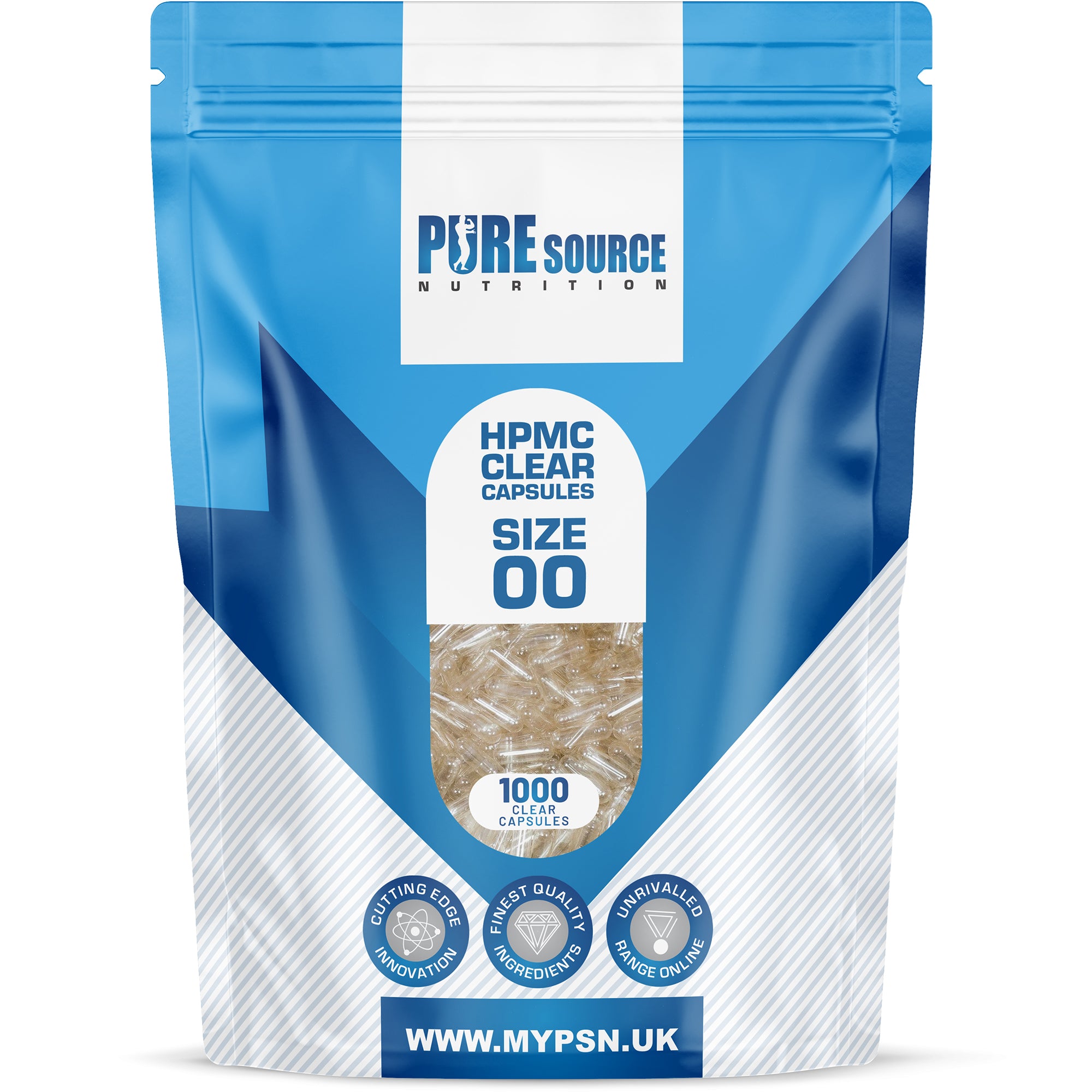 Pure Source Nutrition Vegan Empty Capsules White / Clear (Transparent) Size 0/00/1