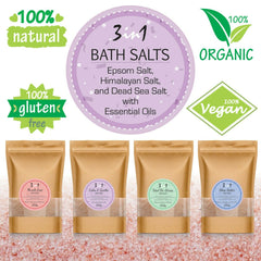 3in1 Scented Bath Salts Epsom Pink Himalayan & Dead Sea Salts