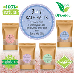 3in1 Scented Bath Salts Epsom Pink Himalayan & Dead Sea Salts